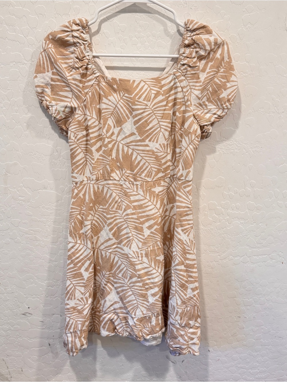 LOFT Womens Cream Linen Viscose Tropical Floral Tie Keyhole Back Dress Size 0